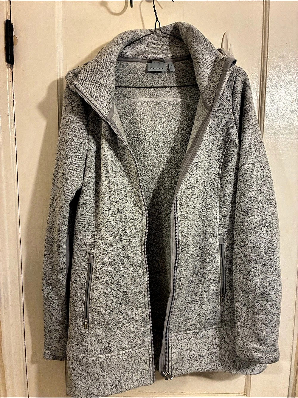 Athleta Gray Full-Zip Hooded Jacket